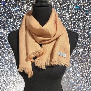 100% Cashmere Pashmina Short Scarf Twill Weave Design Caramel Eyelash Fringe NTW